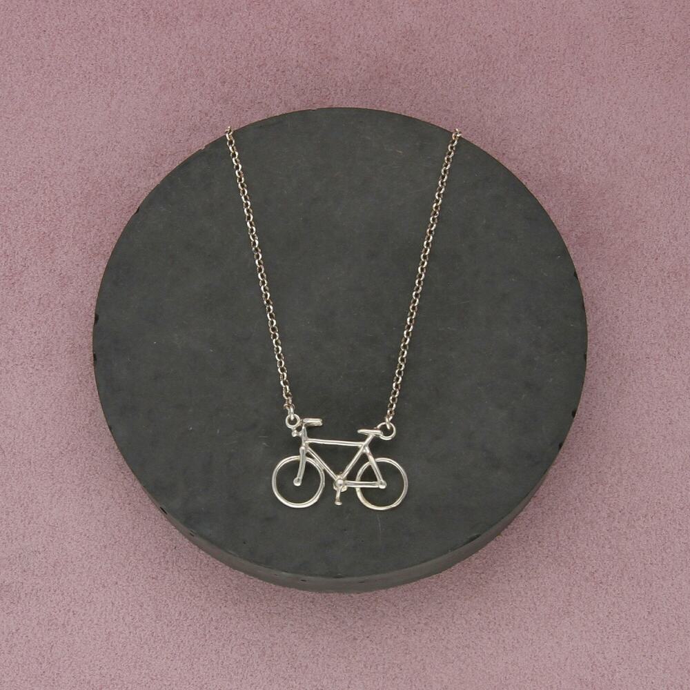 Silver Bicycle Pendant Necklace - Casual Women’s Jewelry